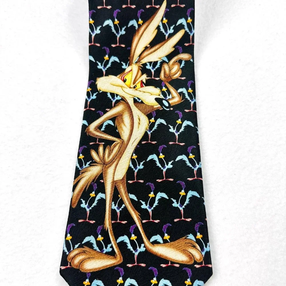 Official Looney Tunes Wile E. Coyote and Roadrunner Silk Neck Tie